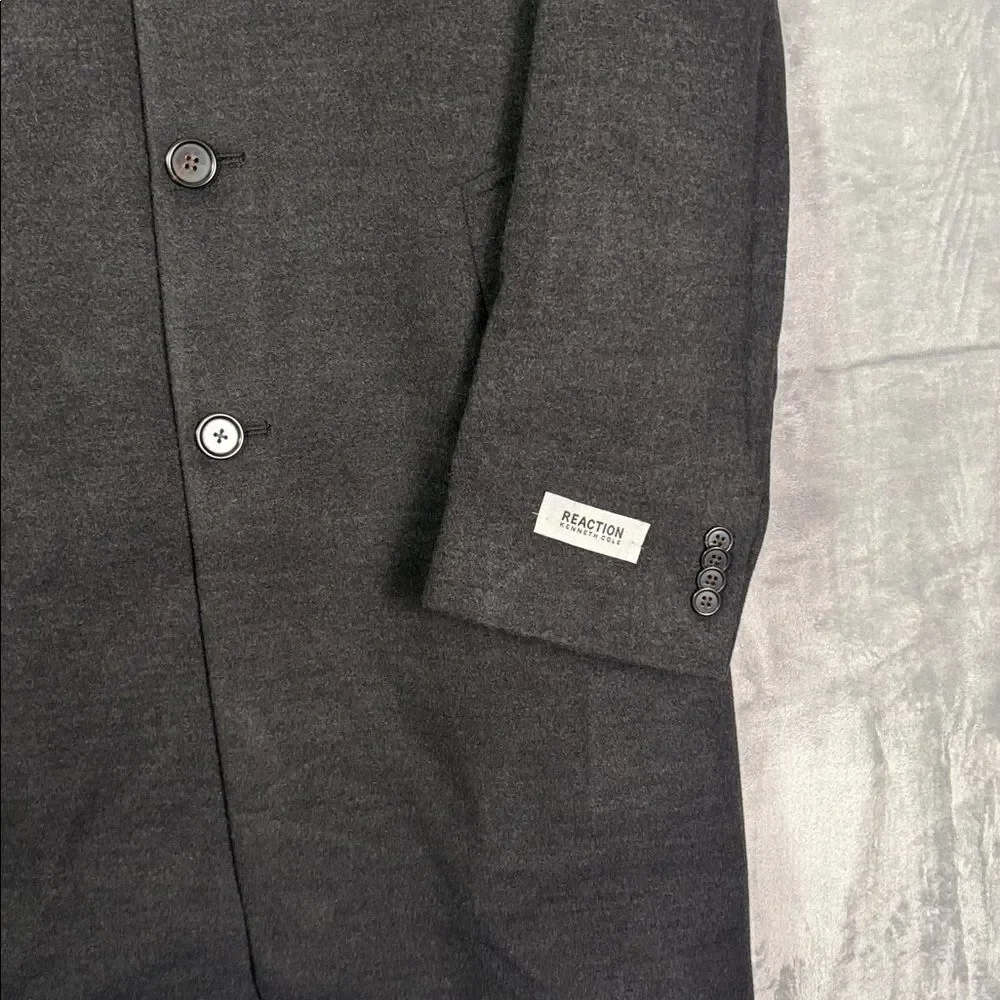 NWT Nee Kenneth Cole Reaction Charcoal Classic Fit Long Overcoat Size 40R